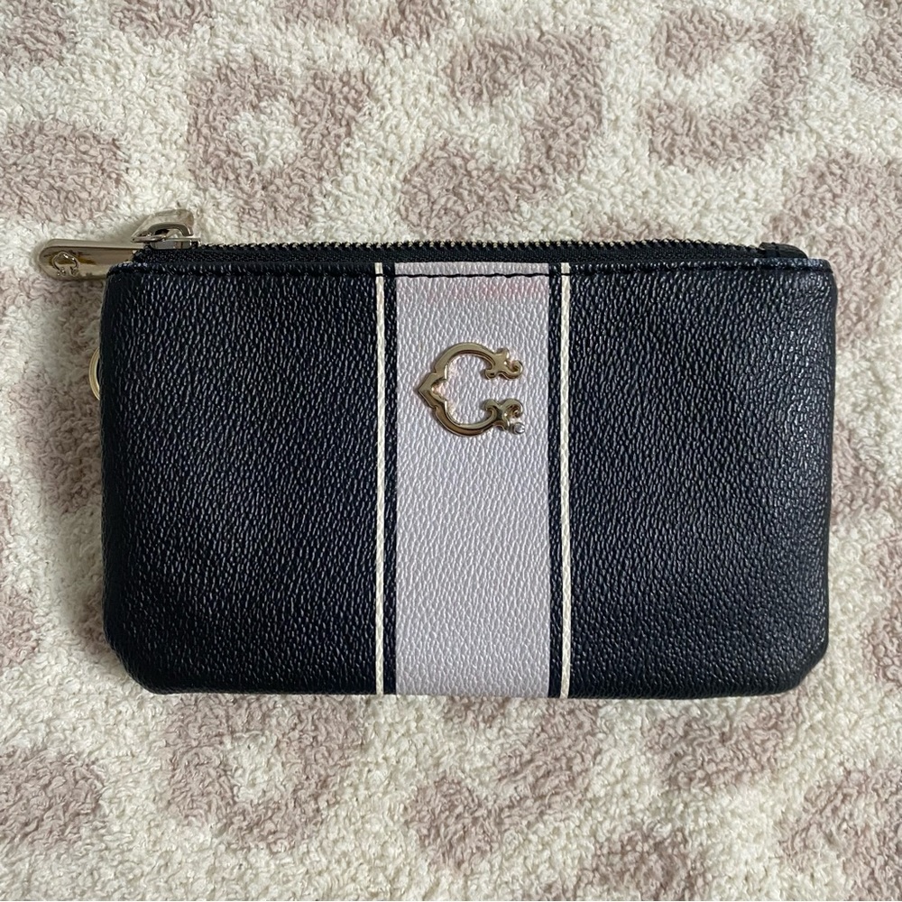 C Wonder Wristlet C Monogram Two Tone Zip Black Gray Small